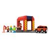 Wooden Train Track Accessories Plastic Fire Department Police Station Scene Wooden Track Parts Compatible with All Brands Track