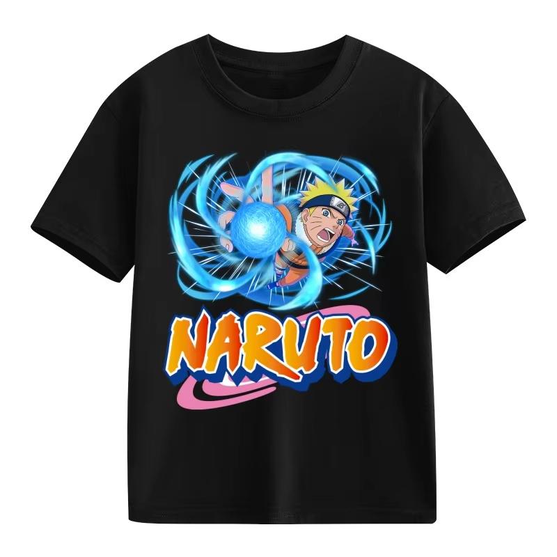 2026 Naruto Kids TShirt Uzumaki Uchiha Sasuke Hatake Kakashi Anime Character Print Cotton Short Sleeve Boys Girls Round Tops
