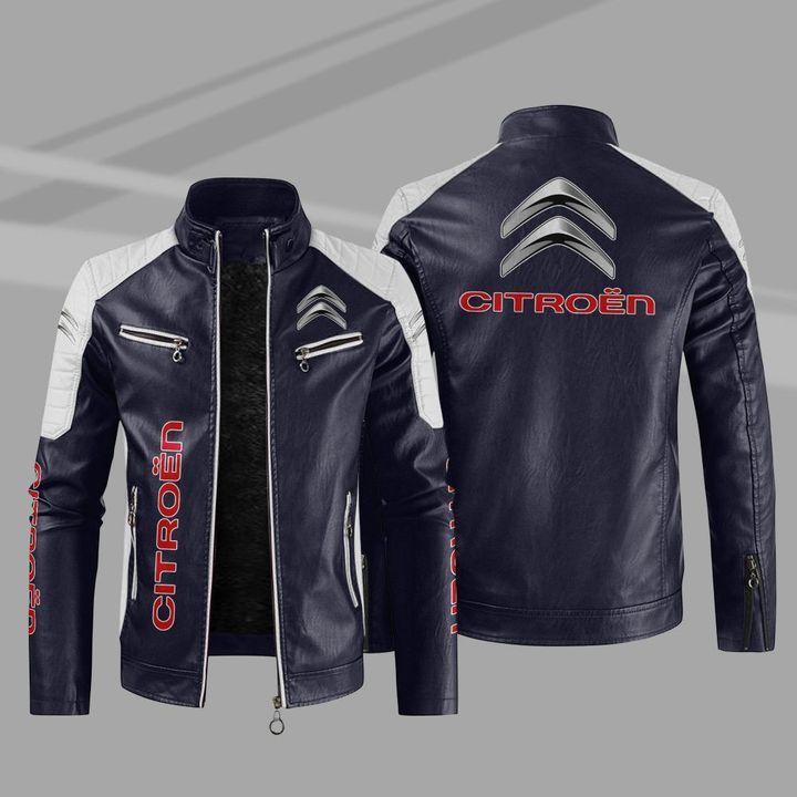 Large size leather jacket PU men's leather jacket blood dragon sticker car logo slim casual motorcycle fleece windproof leather jacket