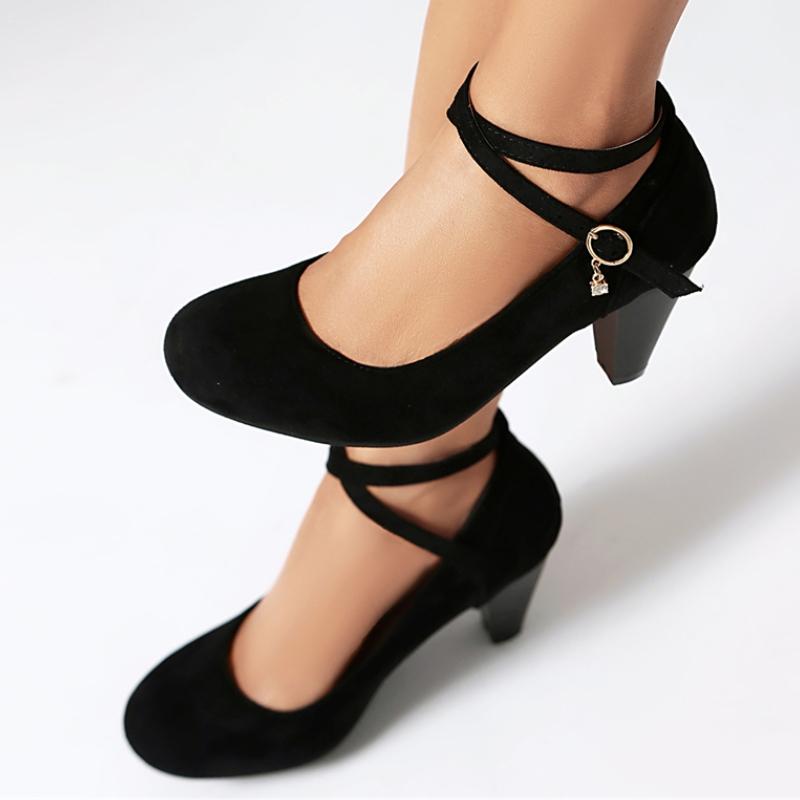 Elegant Red Black High Heel Women's Pumps Mary Janes Shoes 2025 Big size 46 Fashion Party Office Wedding Shoes Lady Comfortable