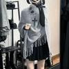 Streamer Style Fringe Knit Shawl: Spring-Autumn Design, Personalized Cape Top, Warm Fringe Outer Layer