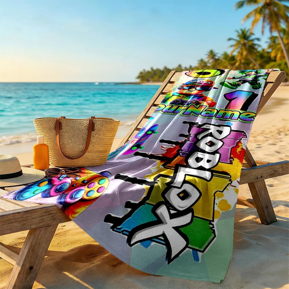 Roblox Personalized Text Beach Towel Quick-Dry Soft Microfiber For Beach Bathroom Outdoor Swimming Pool Camping Picnic Yoga Diving Vacation Accessorie