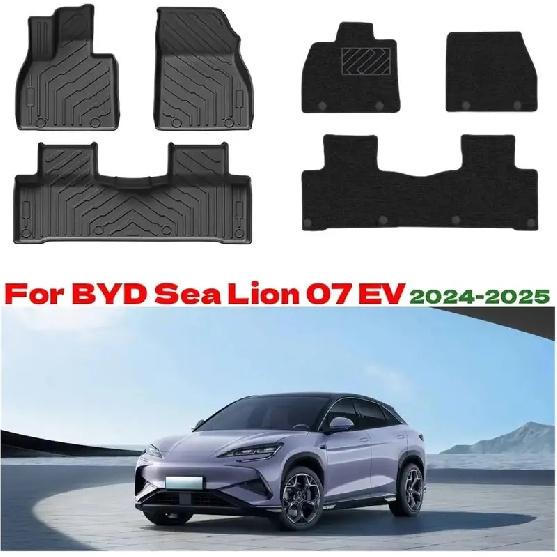 TPE Full Coverage Car Floor Mats Fit BYD Sealion 7 2024-2026 Waterproof Anti-slip Custom Auto Foot Liners EV Interior Protector