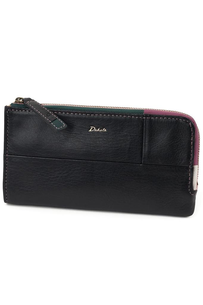 Long Wallet Zipper Genuine Leather Black [Dakota] L-shaped Women's DA-31624-10