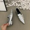 Fashion SUOJIALUN 2025 Autumn Ladies Women Flat Shoes Fashion Brand Buckle Women Elegant Laofer Shoes Flat Heel Slip On Dress Ballerinas