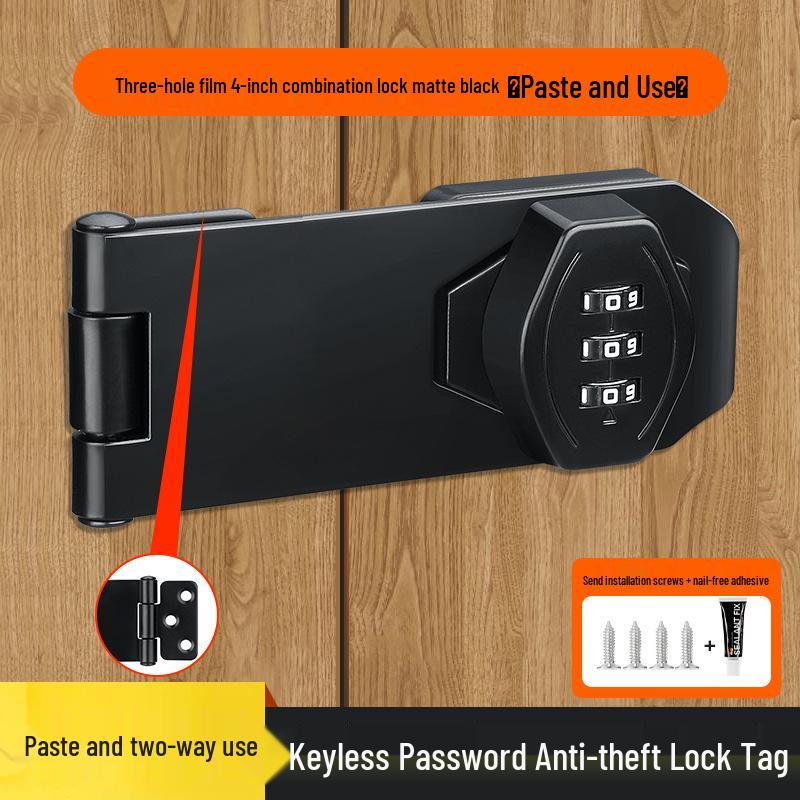 No-Drill Combination Lock for Cabinets, Drawers, and Refrigerators - Anti-Theft Double Door File Latch