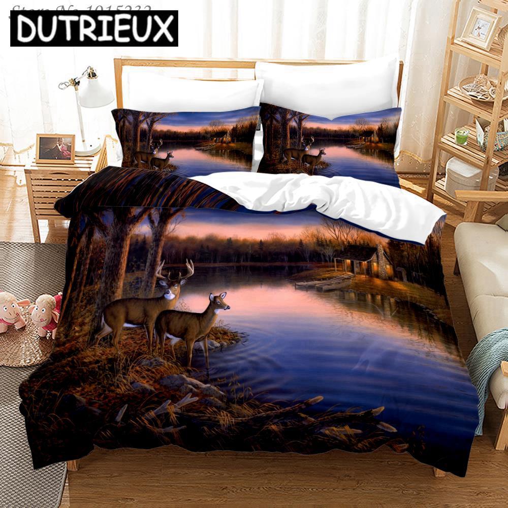 David'S Zestaw pościeli z nadrukiem 3D Jeleń Żyrafa Poszewki na kołdrę Poszewki na poduszki Kołdra Zestaw pościeli Pościel Pościel 02