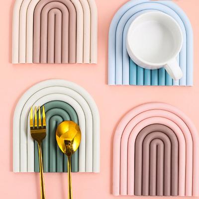 Rainbow Coaster, Silicone Pot Mat, Dining Table Mat, Thickened Kitchen Heat-resistant Plate Mat, Thermal Insulation Mat, Anti Scalding Bowl Mat