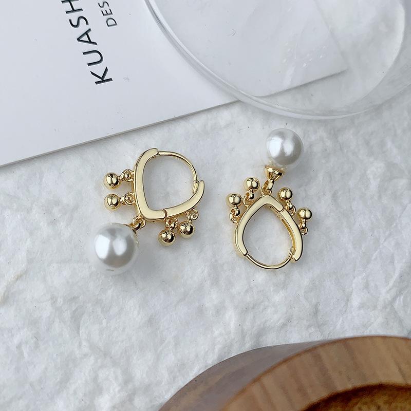 

925 Sterling Silver French Romantic Beads Ball Love Heart Tassel Hoop Earrings for Women Fashion Jewelry Wedding Party Gift золотий