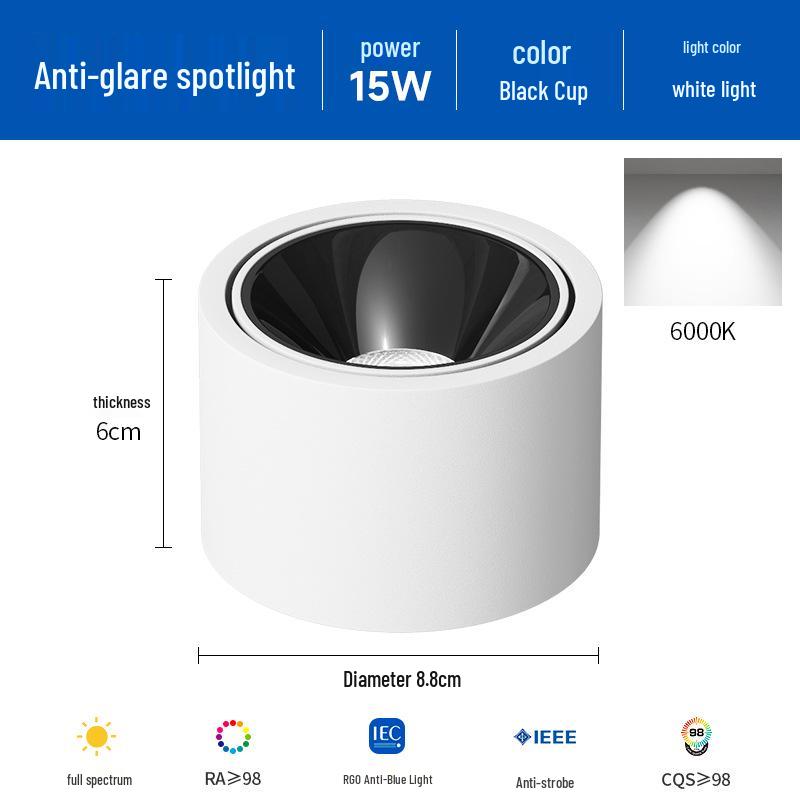 Ultra-Thin Adjustable Angle Anti-Glare Bullseye Spotlight for Living Room Ceiling