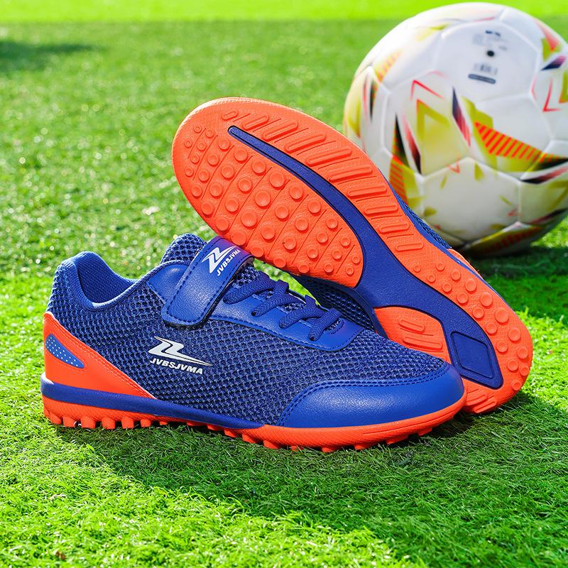 Football Shoes Children Boys and Girls TF Shredded Nails Velcro Elementary and Secondary School Students Training Competition Sports Shoes