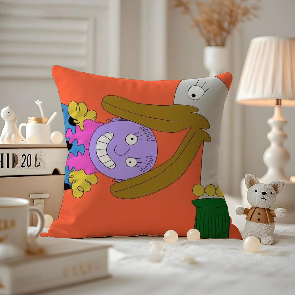 Cute Retro Illustration Cushion Cover Pattern Printed Pillowcase For Living Room Sofa Cushion Cover & Bedroom Decor