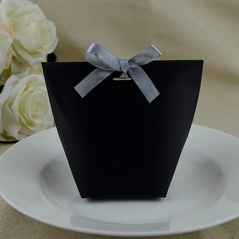 

50pcs/pack Kraft Paper Bag White Black Candy Bag Wedding Gift Gift Box Birthday Party Decoration Bag With Ribbon As picture shown чорний