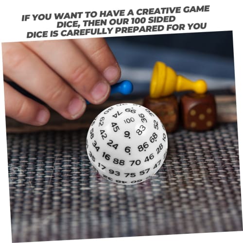 TOBBOMEY 100 Polyhedral Game Dice, Fun Number Dice, D100, Party Accessories, Entertainment Supplies, White Acrylic