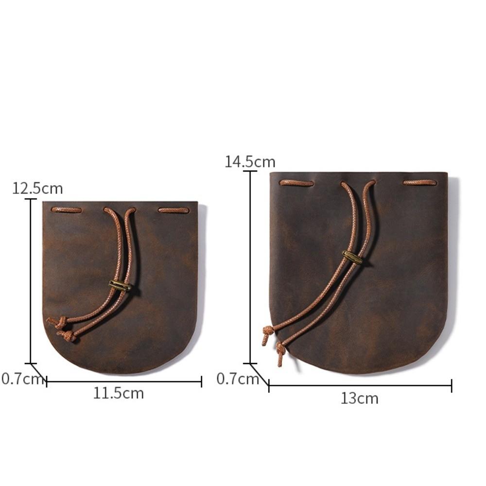 Handmade Portable Leather Drawstring Pouch Retro Nordic Coin Holders Genuine Leather Coin Purses Coin Jewelry Storage