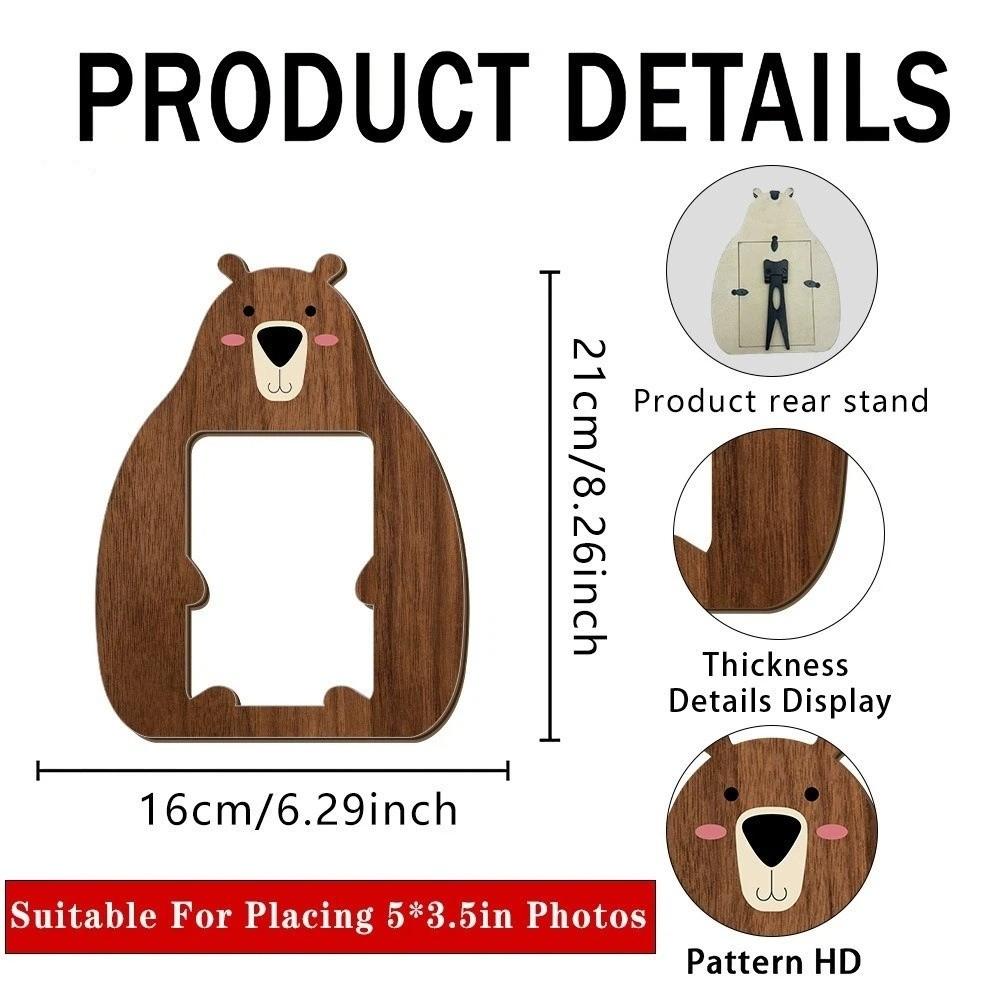 Animal Shaped Desktop Picture Frame Cat Bear Design Photo Display Rack Wooden Photo Frame  Home