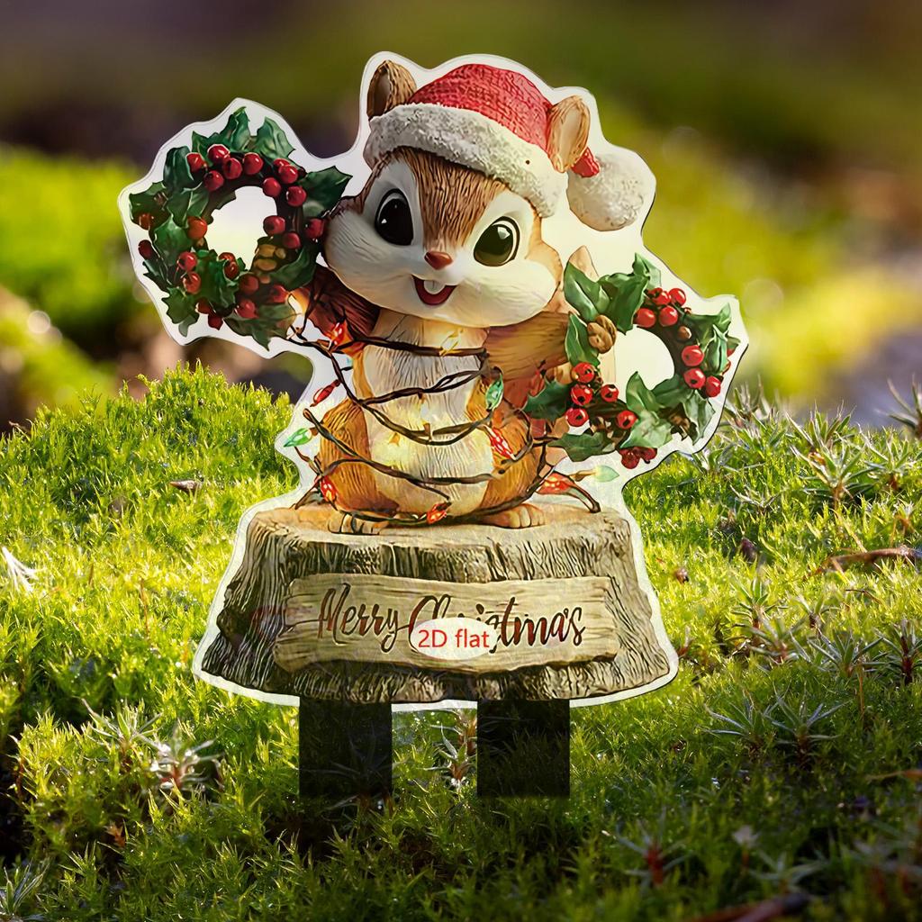 Christmas Decorations Outdoor Stakes Decorative Garden Stakes For Christmas Decor 2D Flat Acrylic Party Supplies For Planter