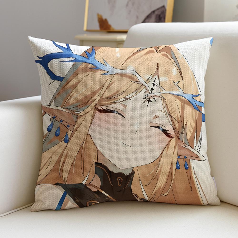 Mysterious WWuthering WavesS Cushion Cover Breathable and skinfriendly linen pillowcase square removable and washable cushion