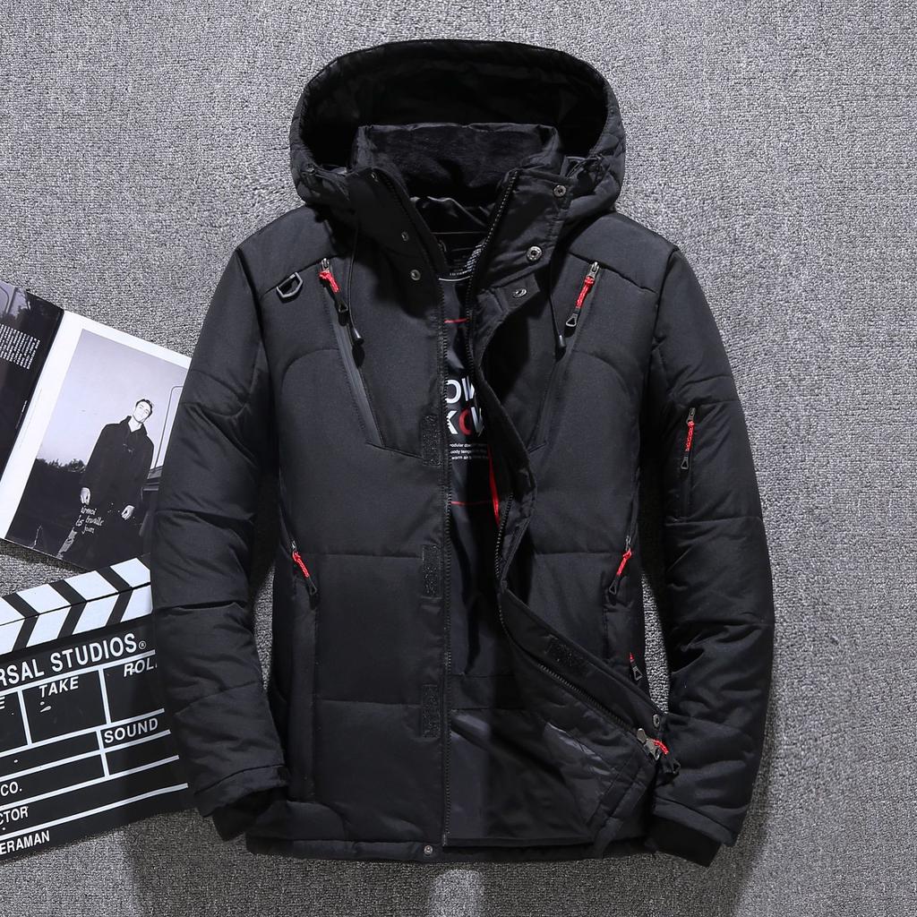 Winter Thickened Men Down Jacket Climbing Hunting Hooded Warm White Duck Down Coat Man Casual Lightweight Puffer Jacket Ski Snow
