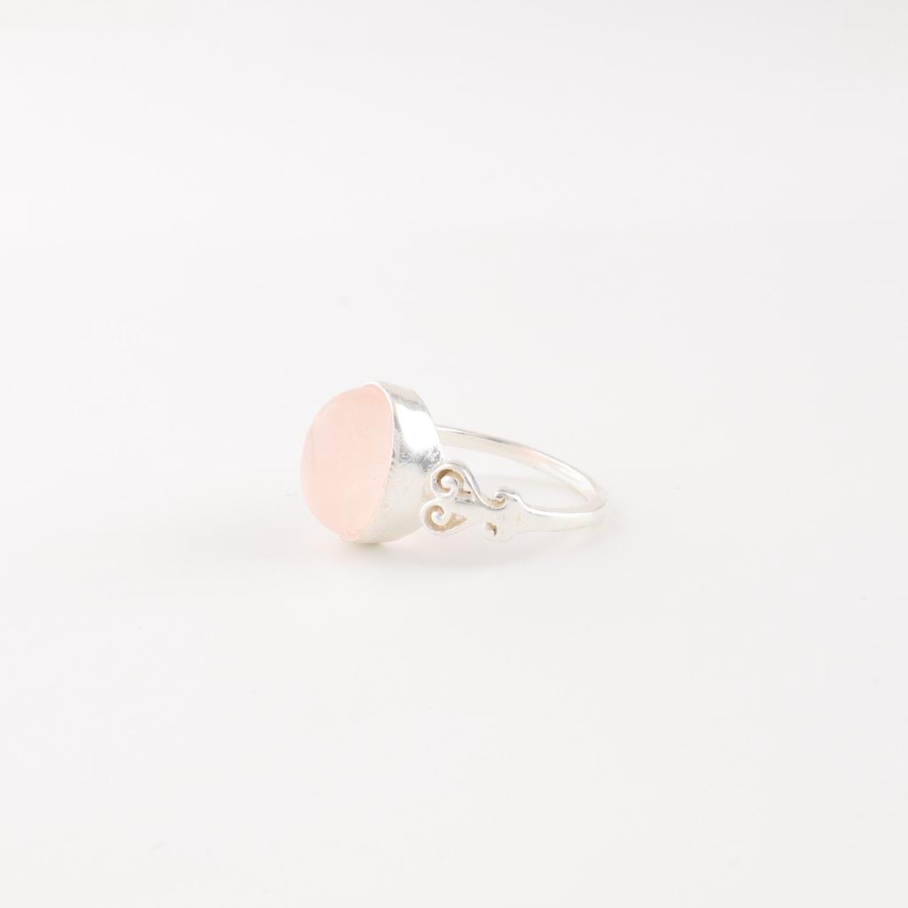 Natural Rose Quartz Gemstone 925 Sterling Silver Jewelry Handmade Ring For Girls RR-66-24