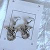 Gothic Punk Silver Color Lifelike Flying Dragon Pendant Dangle Earrings for Women Men Hallowmas Party Personality Jewelry Gifts