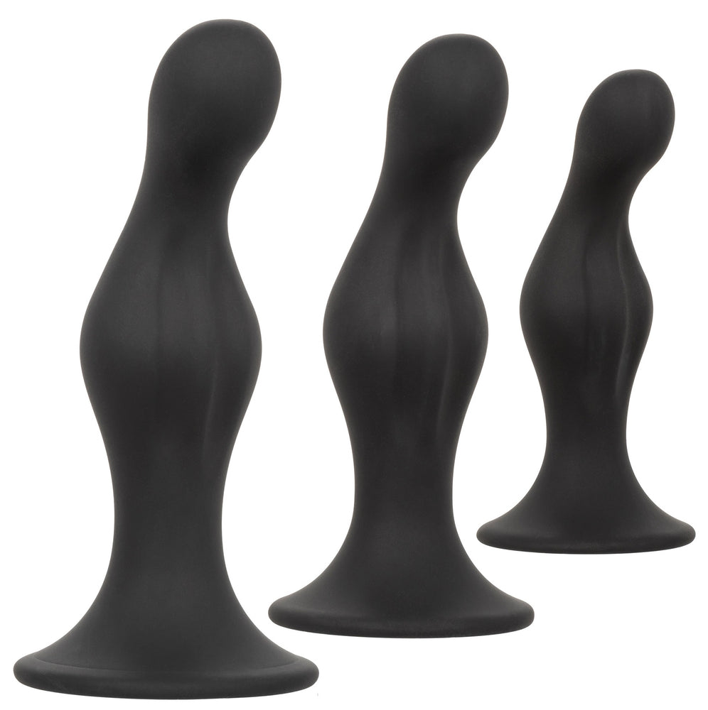 Kit 3 Silicone Plugs Ripple Kit Black - Calexotics - Beginner Plugs & Kits