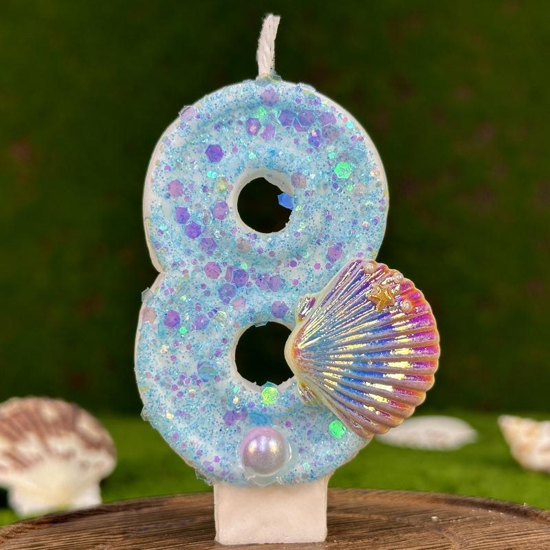 

Креативная цифровая свеча на день рождения, украшение для торта, вечеринки, один год, сделай сам, синий океан 8