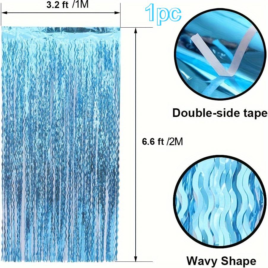 

1pc Blue Wave Golden Foil Backdrop Measuring Mermaid and Shark-themed Parties Underwater Celebrations Birthday Decoration