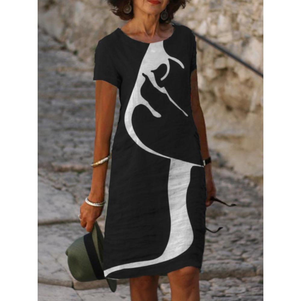 

HNXC Женская мода лето весна короткие рукава V-образный вырез повседневные платья XXL