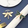 2/4Pcs Green Oil Dripping Dragonfly Home Decoration Hotel Napkin Ring Fashion Insect Napkin Ring New Metal Napkin Ring