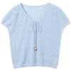 Sancai 2026 Summer V-Neck Hollow Knit Short-Sleeve Pullover
