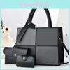 Pu Spliced Color Block Mother Daughter Bag With Zipper Closure For Daily Use