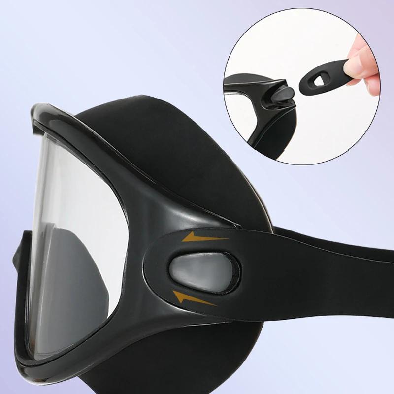 Big Frame Swimming Goggles Adults with Earplugs Swim Eyeglasses Men and Women Professional HD Anti-fog Goggles Silicone Eyewear