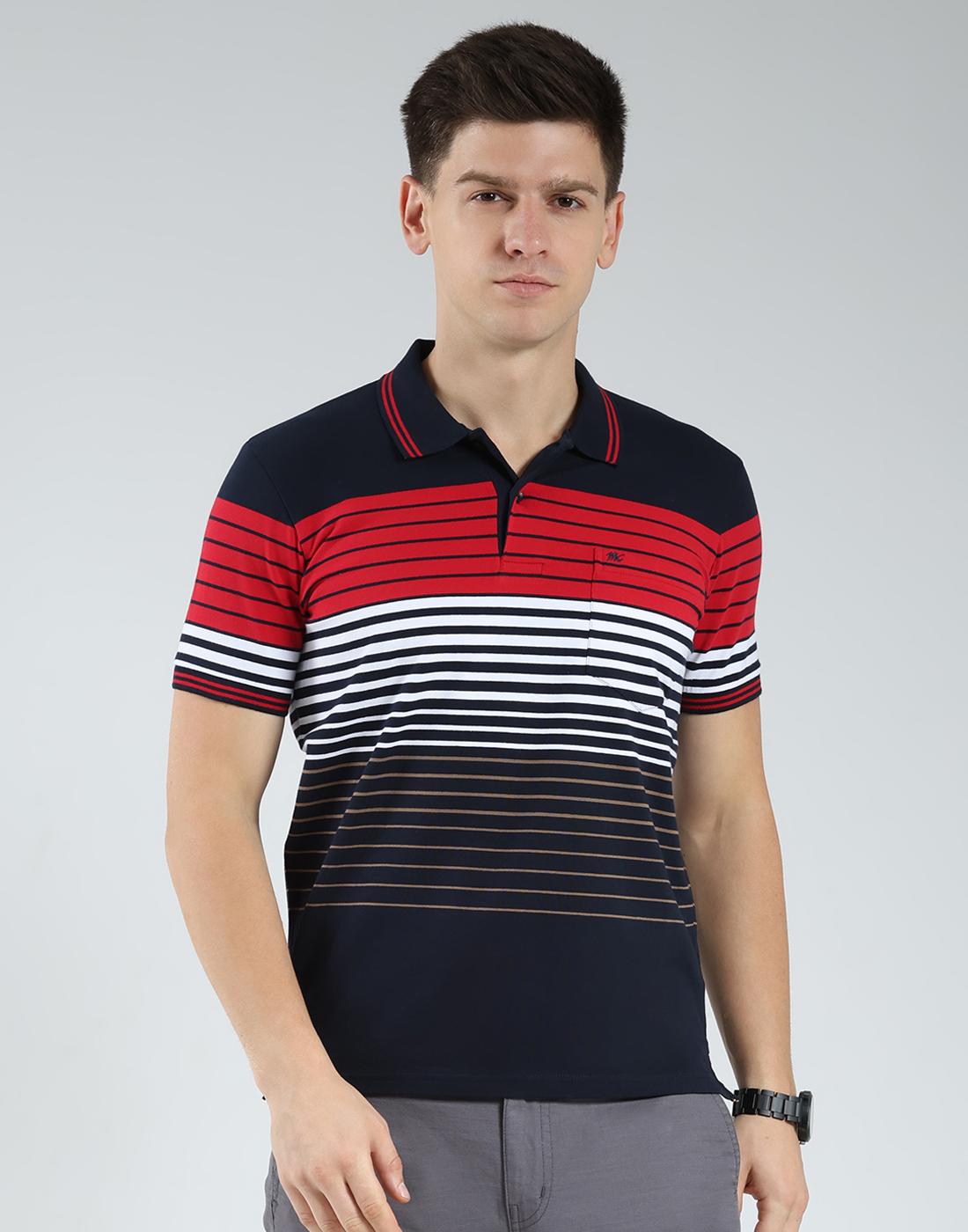

Monte Carlo Men s Striped Collar Neck T-Shirt