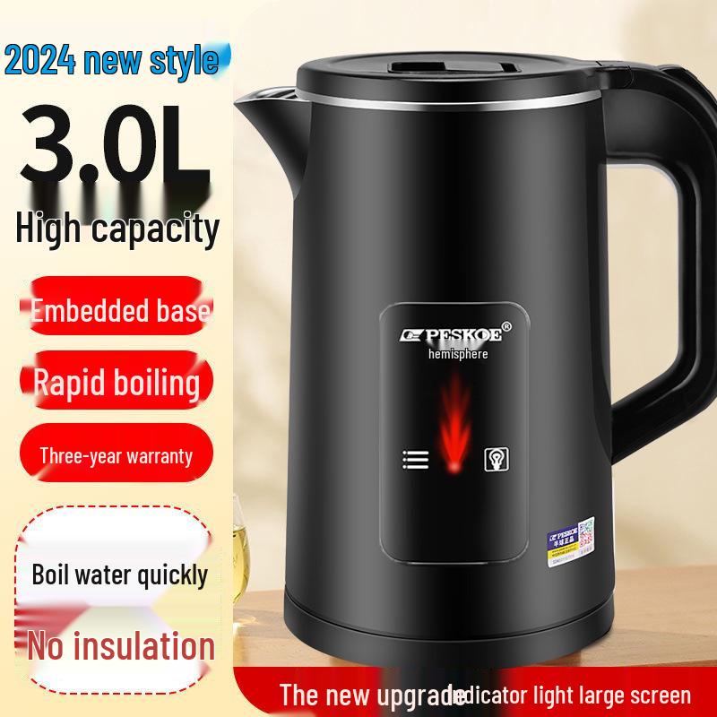 304 Stainless Steel Electric Kettle: Double-Layer, Anti-Scald, Quick Boil, Smart Insulation, Durable, Constant Temperature Control