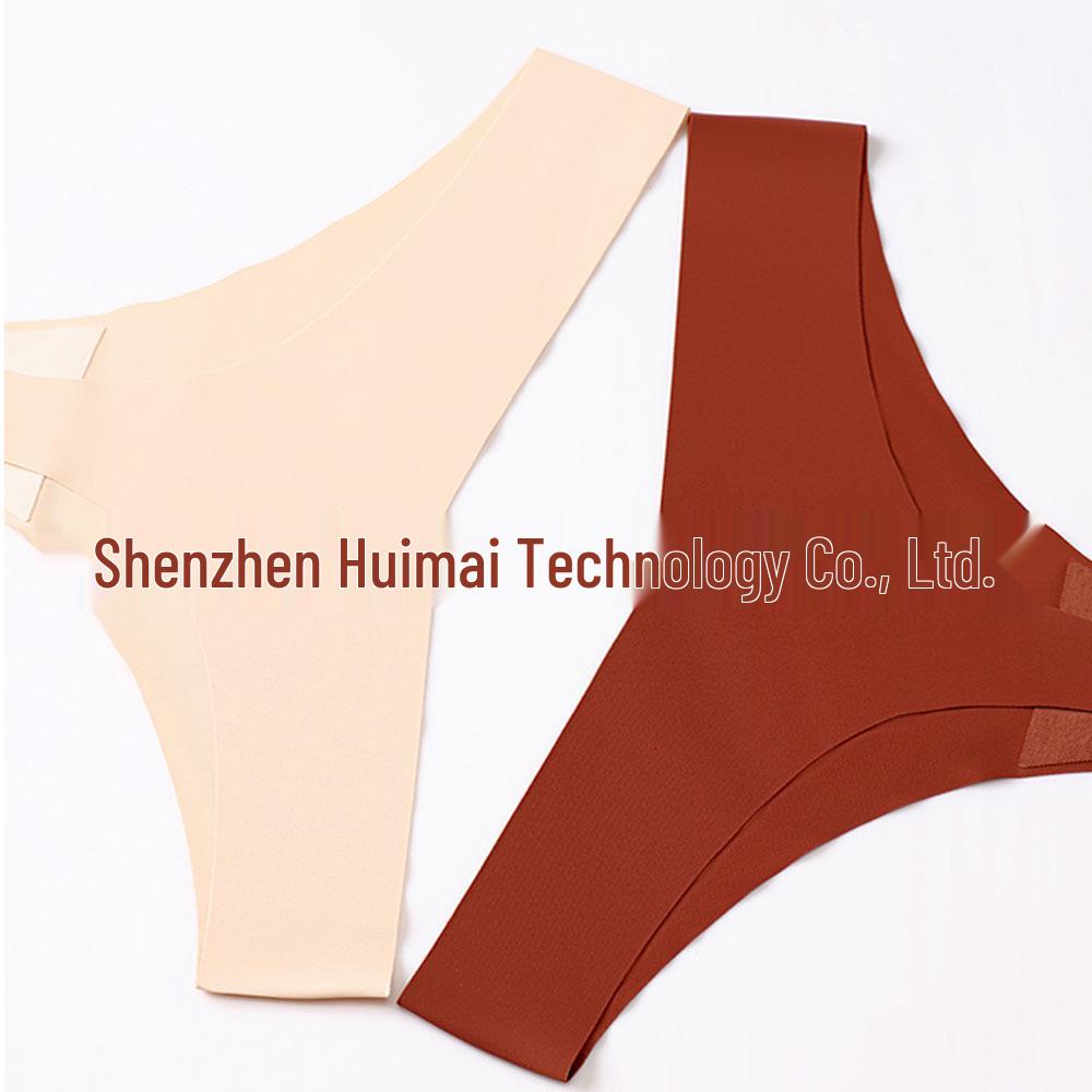 Women’s Plus Size Seamless Low-Waist Ice Silk Thong with Breathable Cotton Crotch