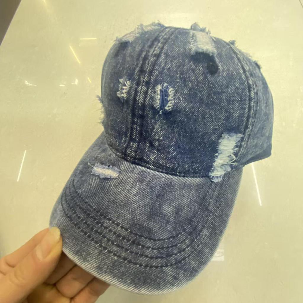 Unisex American Retro Distressed Denim Baseball Cap – Spring/Summer 2025