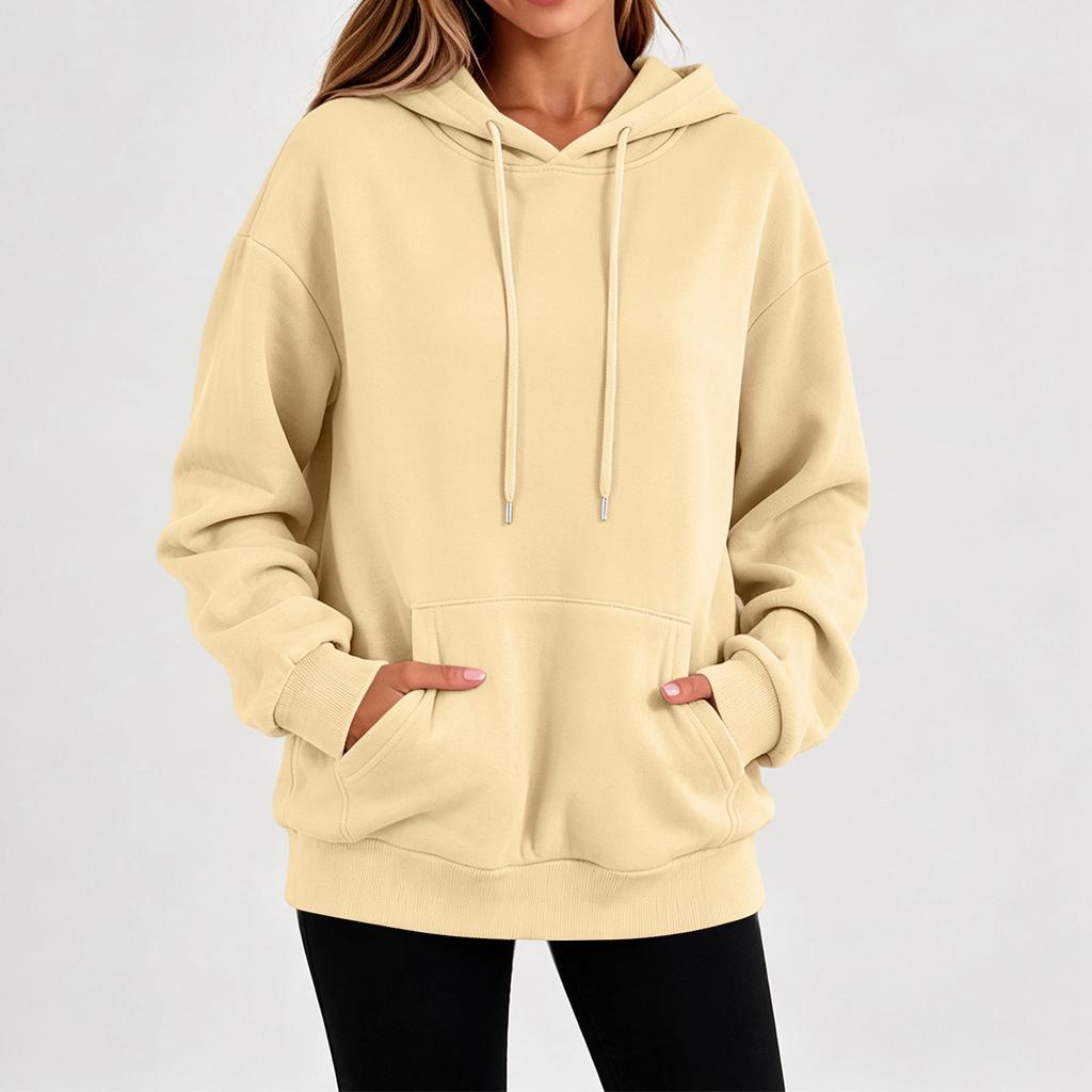 Felpa con cappuccio a maniche lunghe colorata da donna, pullover casual per l'uso quotidiano
