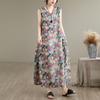 DIMANAF New 2026 Women Plus Size Summer Lady Long Dress Vest Sleeveless Pockets Loose Oversize Maxi Floral Print Sundress Beach Clothing