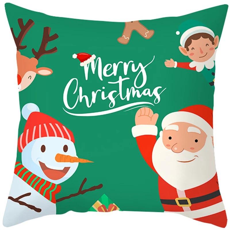 Christmas Cartoon Patterns Throw Pillow Cover With Short Plush Print For Living Room Sofa Decoration Cushion Cover Pillow Covers