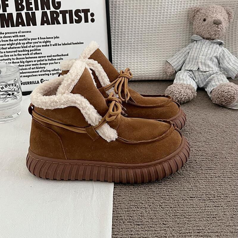 

Женские зимние теплые меховые ботинки большого размера на толстой мягкой подошве, утепленные подкладкой, ботильоны до щиколотки, нескользящие, для хайкинга, спортивные, хлопковые ботинки 40 коричневый