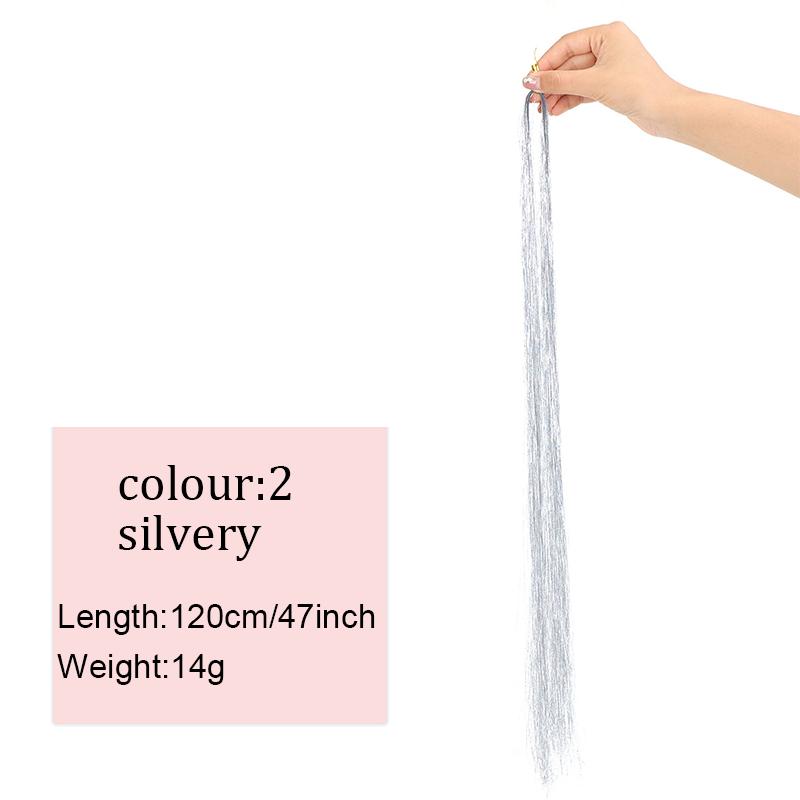 Colorful Bright Crochet Hair Extensions Colorful Silk Rainbow Silk Synthetic Fiber Sparkling Hair Extensions Party Use