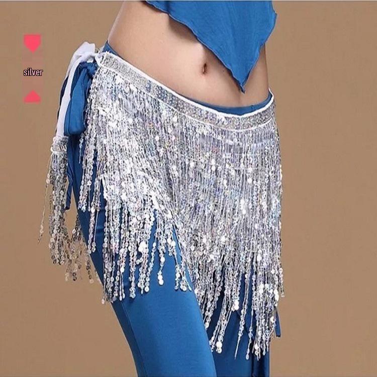 Sequin Tassel Waist Chain Hip Scarf for Belly Dance Performance & Practice