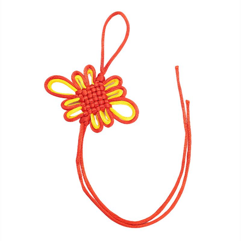 Hand-Woven No. 5 6-Plate Chinese Knot, Red And Yellow Double-Linked Boutique Ruyi Knot, Fang Sheng Knot