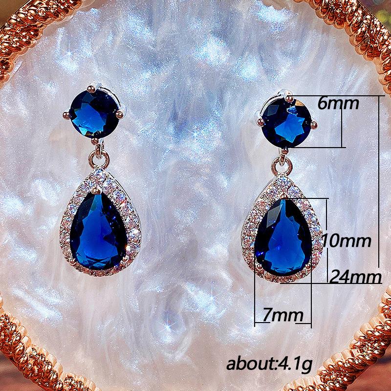 Temperament Wassertropfen Aaa Zirkon Ohrringe, Kupfer mit Diamanten eingelegt, Smaragd Mehrfarbig Optionale Ohrringe, Ohrschmuck