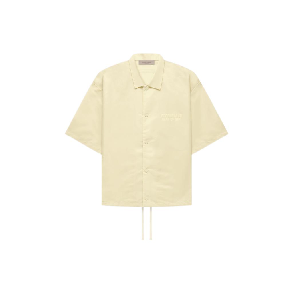 Fear of God Essentials SS Nylon Short-Sleeve Shirt With Allover Logo Print Unisex Tops Canary-Yellow FOG-FW22-656