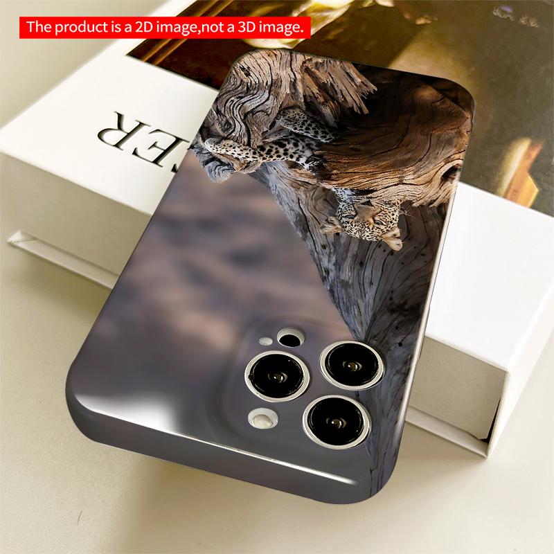 2DFlat Leopard Resting in Weathered Tree Trunk All inclusive film hard iPhone case, compatible with iPhone 18 Pro Max 17 16 15 14 13 12 11