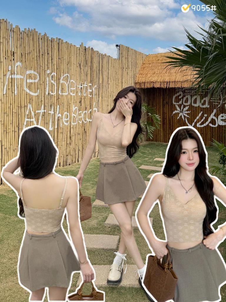 Seamless Lace Camisole with Fixed Cup and Beautiful Back Design