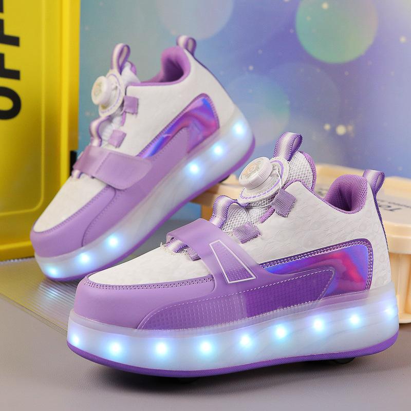 Luminous Four-wheel Roller Skates with Lights, Shoes with Wheels, Pulley Shoes