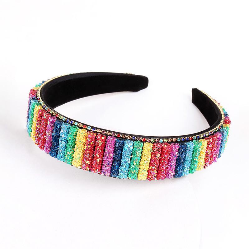 Handcrafted Water Diamond Fashion Headband With Floral Pattern For Girls And Teens
